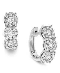 Diamond Halo Hoop Earrings (1 ct. t.w.) 14k Gold or White
