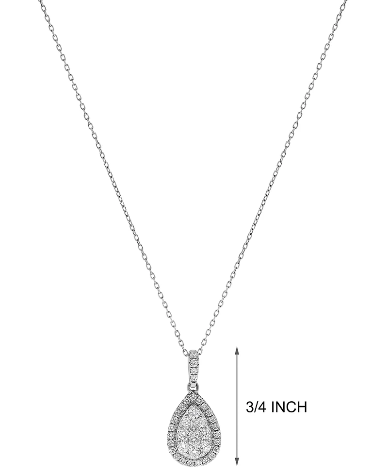 Diamond Teardrop Cluster Halo Pendant Necklace (5/8 ct. t.w.) in 14k Gold or 14K White Gold