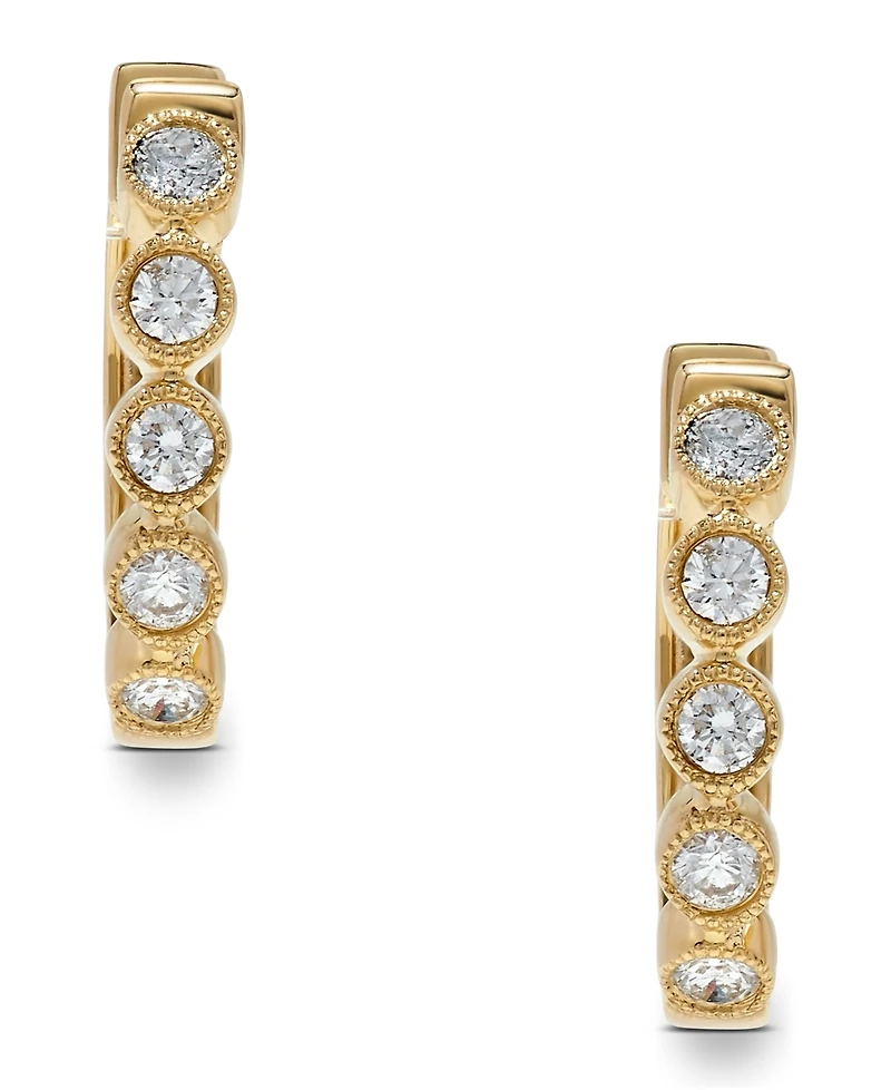 Diamond Bezel Hoop Earrings (3/8 ct. t.w) in 14K Gold