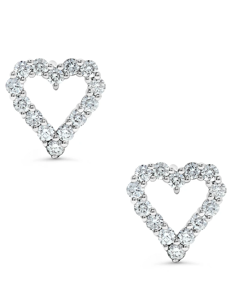 Diamond Heart Stud Earrings (1/2 ct. t.w.) in 14k White Gold