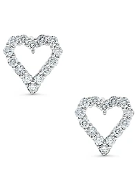 Diamond Heart Stud Earrings (1/2 ct. t.w.) in 14k White Gold
