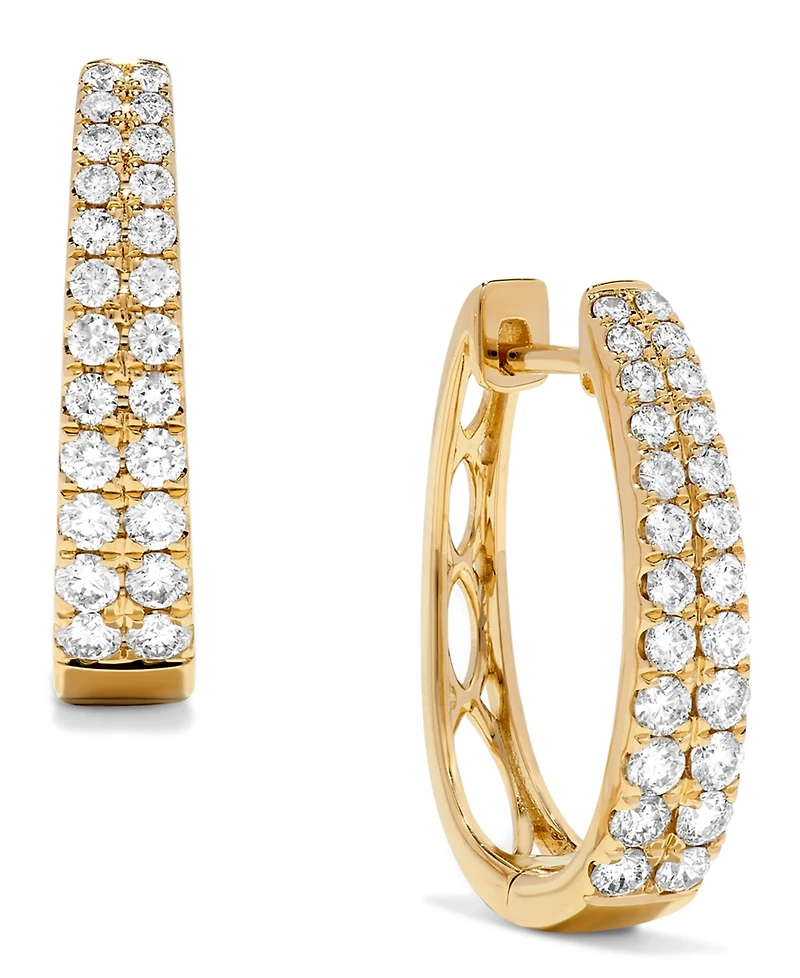 Diamond Graduated Double Row Hoop Earrings (1 ct. t.w.) in 14k White Gold or 14k Yellow Gold