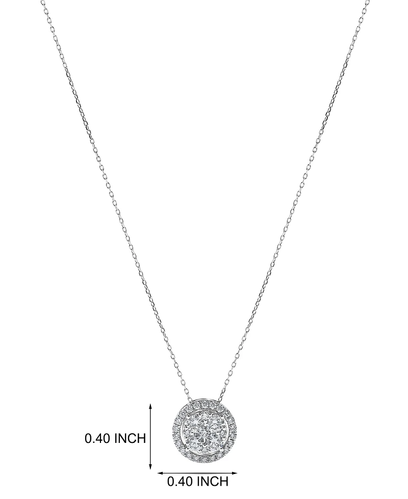 Diamond Halo Cluster 18" Pendant Necklace (1/2 ct. t.w.) in 14k White Gold