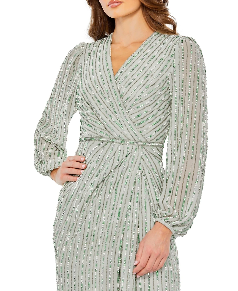 Mac Duggal Women's Sequin-Embellished V-Neck Evening Gown