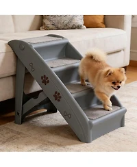 Zeny Folding Dog Stairs, Portable Indoor/Outdoor Pet Steps for Bed, Couch and Car, Pet Staris for Small Pet Dog/Cat