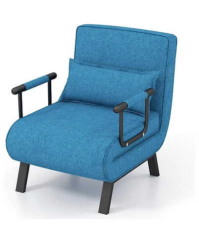 Rainsken Convertible Sleeper Chair Bed, 5 in 1 Folding Sofa Bed Chair with 5-Position Adjustable Backrest and Pillow for Home Office, Small Spaces