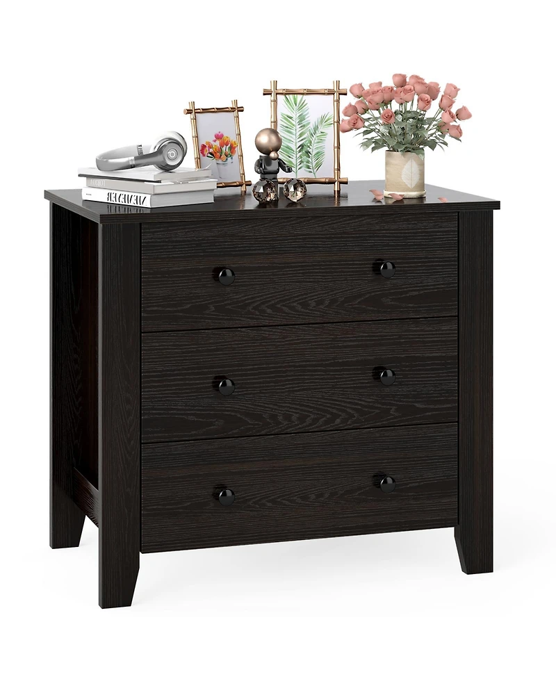 Slickblue Large 3 Drawer Chest Modern Dresser Nightstand Storage