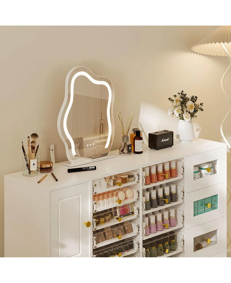 Famapy 19 Drawers Dressers, Nail Table, Makeup Table, Cosmetics Counter