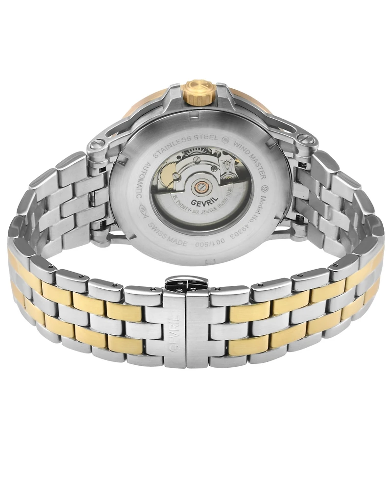 Gevril Men's Wind master Swiss Automatic Two toned Ss Ipyg Bracelet Watch