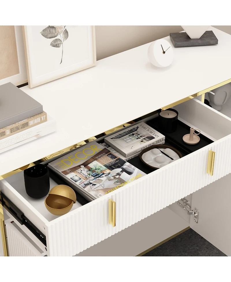 Famapy Dresser with 4 Doors and Deep Drawer, Side Cabinet for Bedroom, Living Room