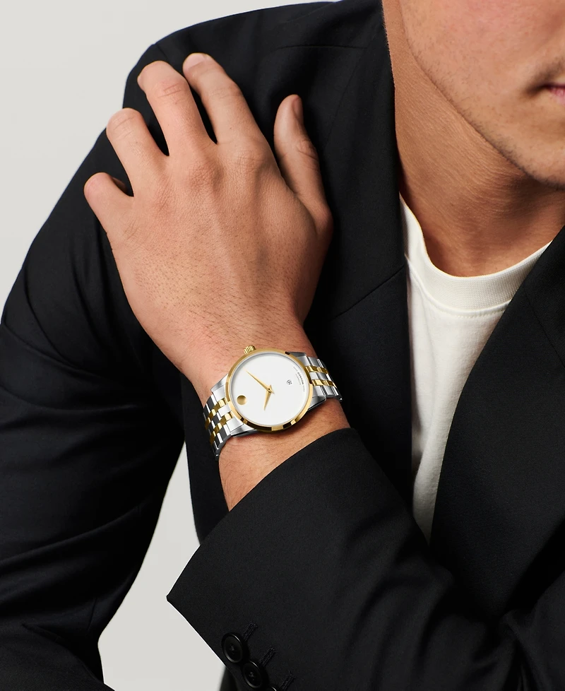 Movado Men's Museum Classic Swiss Automatic Stainless Steel Light Yellow Pvd Steel Watch, 40mm