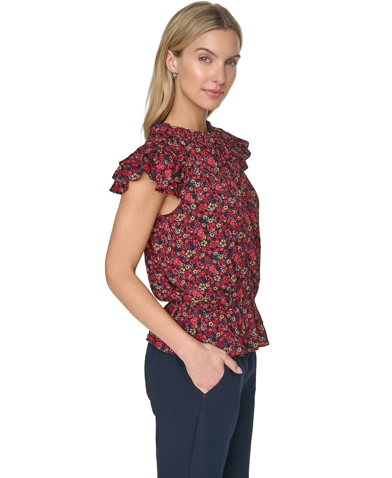 Tommy Hilfiger Women's Peplum Flutter-Sleeve Pull-On Blouse