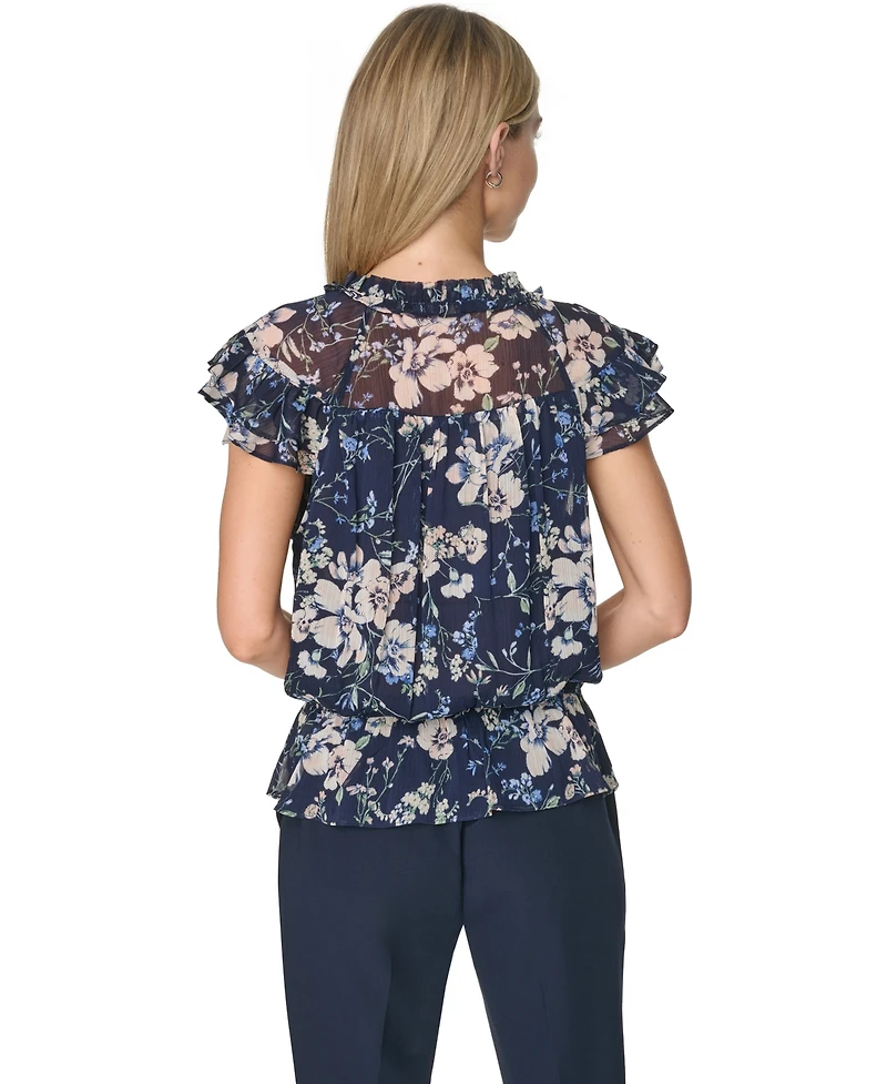 Tommy Hilfiger Women's Peplum Flutter-Sleeve Pull-On Blouse
