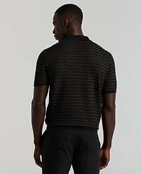 Perry Ellis Men's Geo Jacquard Short Sleeve Polo Sweater