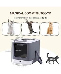 Aronkl Upgraded Fully Enclosed Cat Litter Box With Lid Drawer 3 Modes Easy Clean Anti-splashing For Kitten To Adult