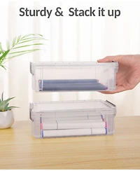 Gnuadz 6pack Pencil Box Plastic Case Crayon Marker Organizer Container Lid Stackable Storage Craft Pen Art School