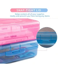 Gnuadz 3 Pack Pencil Case Hard Box Clear Pen Organizer Plastic Storage Container Snap Lid Art School Supplies