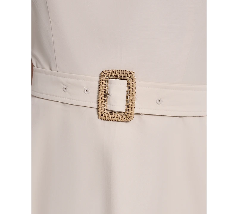 Eliza J Petite Square Neck Fit & Flare Midi Dress