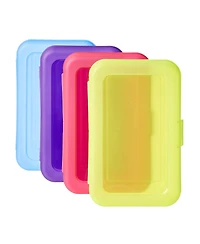 Gnuadz Large Pencil Cases Plastic Storage Organizer School Supply Box Student Office Classroom Supplies 4-Pack