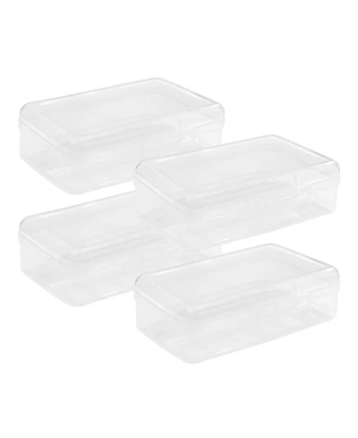 Gnuadz 4-pack Clear Plastic Pencil Box Stackable School Supply Case