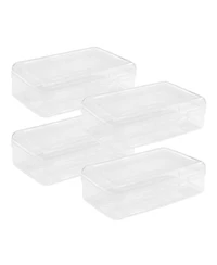 Gnuadz 4-pack Clear Plastic Pencil Box Stackable School Supply Case