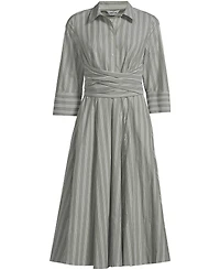 Lands' End Women's Poplin Midi Wrap Front Dress