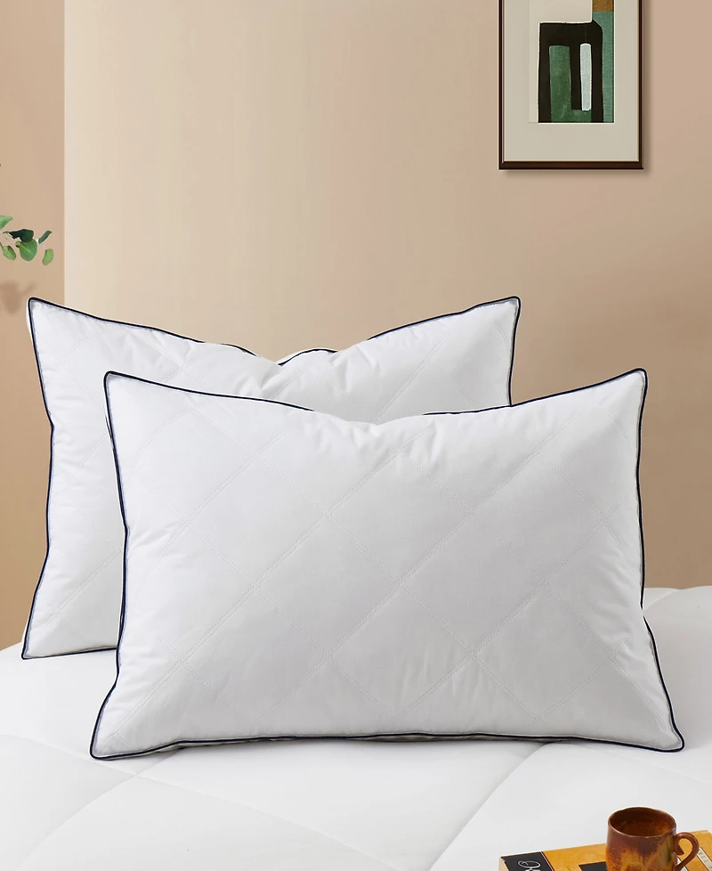 Unikome Diamond Quilted Goose Down Feather 2-Pack Pillow, Standard