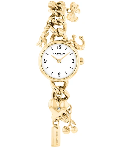 Coach Women's Iris Gold Tone Stainless Steel Charm Bracelet Watch, 22.5mm