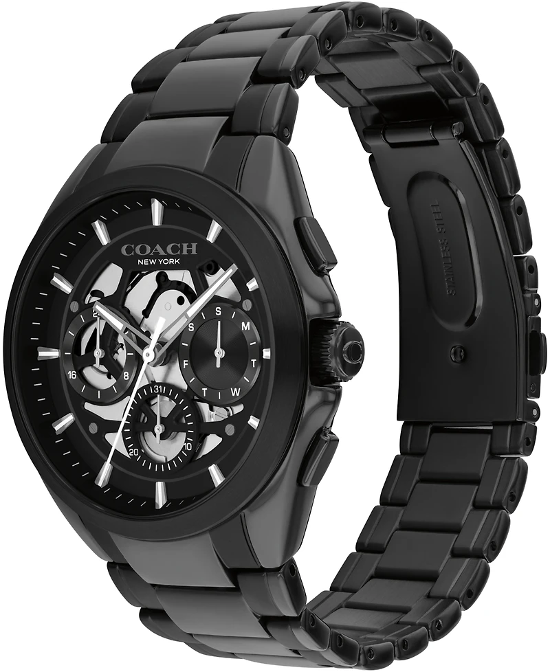 Coach Men's Jackson Black Ip Stainless Steel Bracelet Watch, 41.5mm