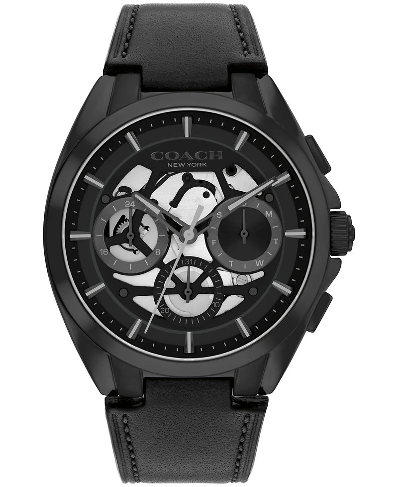 Coach Men's Jackson Black Leather Strap Watch, 41.5mm