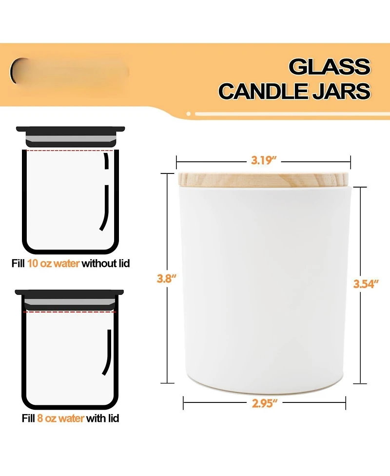 Gnuadz 15pcs Candle Jars With Wood Lids Empty Sample Container Thick Glass Matte 10oz