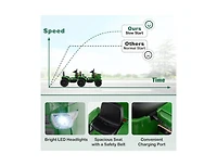 Hongge 12V 2-in-1 Kids Ride On Tractor with Trailer and 3-Gear Shift-Grayish Green