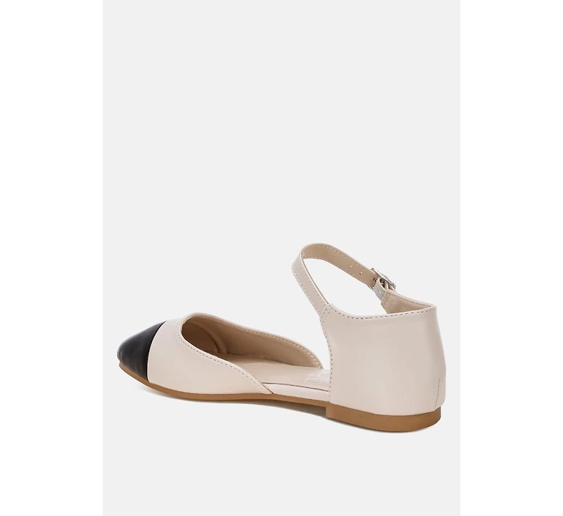 London Rag Womens Clevea Dual Tone Pin Buckle Ballet Flats