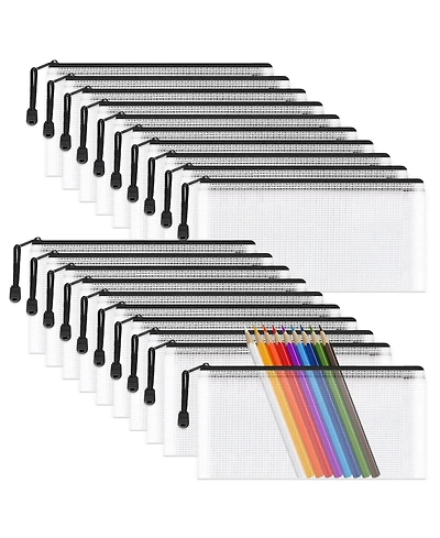 Gnuadz 20pcs Mesh Zipper Pouch A6 Clear Pencil Case Travel Storage Bag