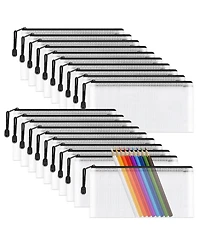 Gnuadz 20pcs Mesh Zipper Pouch A6 Clear Pencil Case Travel Storage Bag