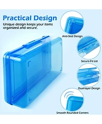 Gnuadz Double Layer Hard Pencil Case Plastic Translucent Snap-tight Lid Pen Storage Organizer
