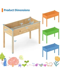 Gymax Wooden Raised Garden Bed w/Legs Liner Drainage Holes Large Planter Box for Herb
