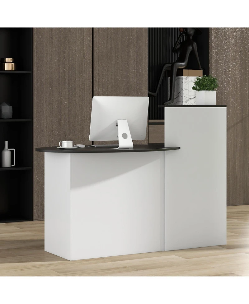 Slickblue Modern Reception Front Desk with Oval Tabletop Counter