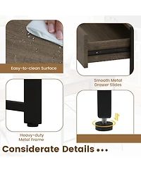 Slickblue 44” Home Oak Office Desk with 2 Storage Drawers and Metal Frame