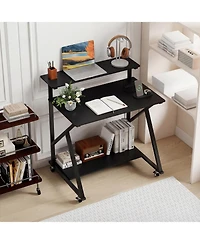 Slickblue Rolling 32” Computer Desk with Power Outlets for Home Office