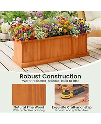 Gymax 2PCS Wood Raised Garden Bed With Drainage Holes and Liner for Growing Flowers Herbs