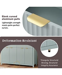 Rainsken Modern Wood Fluted Console Table, Buffet Sideboard Storage Cabinet with 2 Drawers, 4 Doors and Adjustable Shelves for Living Room