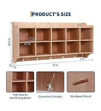 Gaomon Wall Mounted Cubby Storage Organizer with Hooks for Daycare
