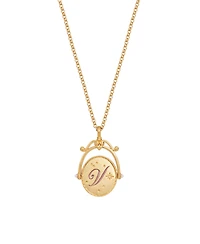 Fable England V Initial Violet Gold Spinner Chain Necklace