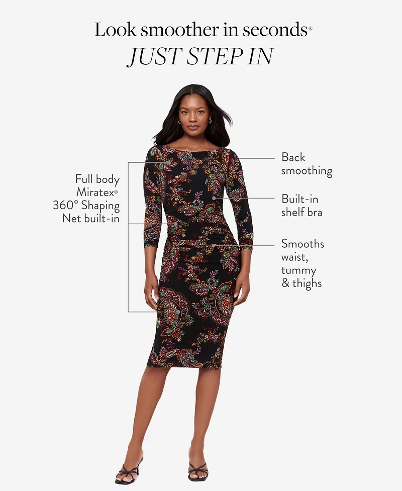 Body by Miraclesuit Women's Boat Neck 3/4-Length Sleeve Dress