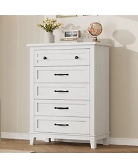 gaomon 5 Dresser for Bedroom, Tall Vertical Drawer Dresser with Large Storage, Freestanding Wooden Closet Chest for Bedroom, Living Room