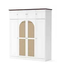 Streamdale Furniture 8-Door Rattan Wardrobe with Flexible Storage