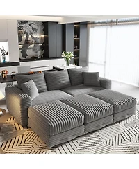 Streamdale Furniture 82.7" Plush Corduroy 3-Seat Sofa, Modern Comfy Upholstered Cloud Couch