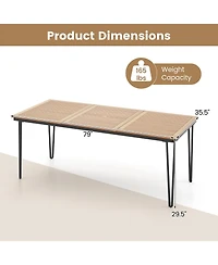 Gymax 79'' Outdoor Dining Table 8-Person Table w/ 1.9'' Umbrella Hole Patio