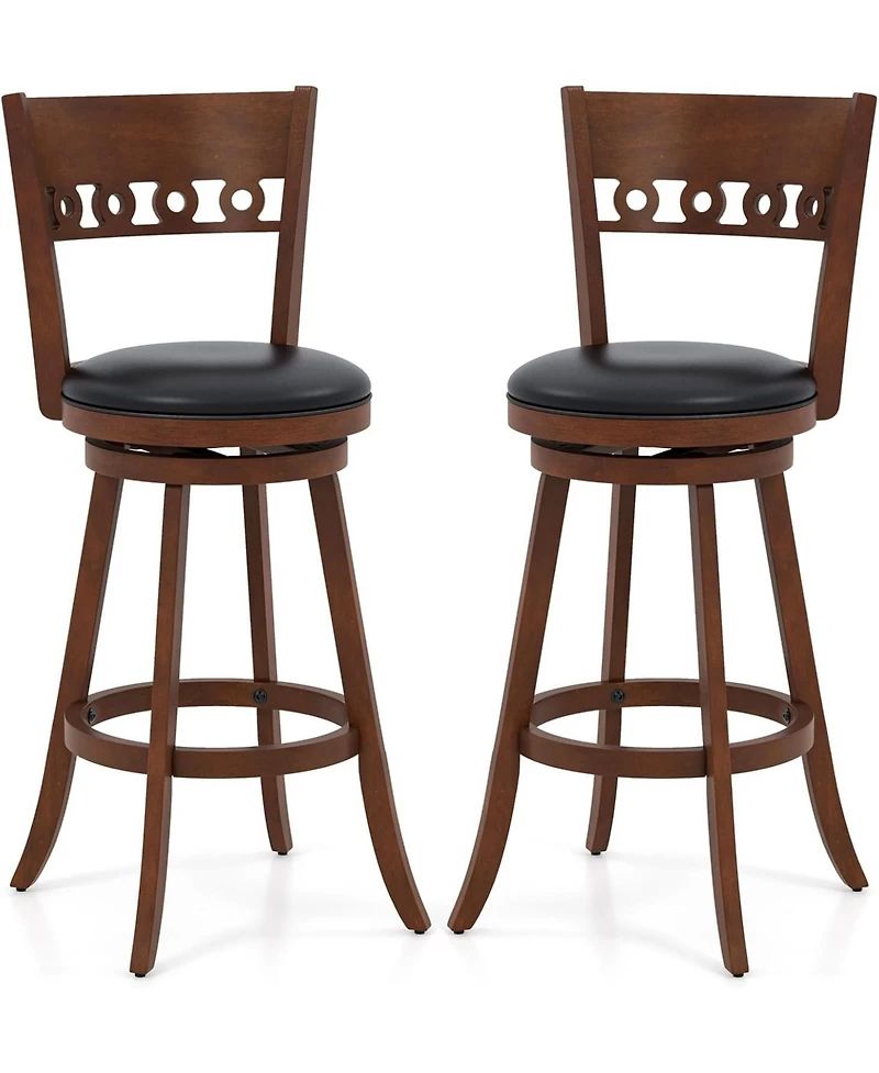 Gymax 4PCS 30.5'' Bar Height Chairs Swivel Bar Stools w/ Rubber Wood Frame